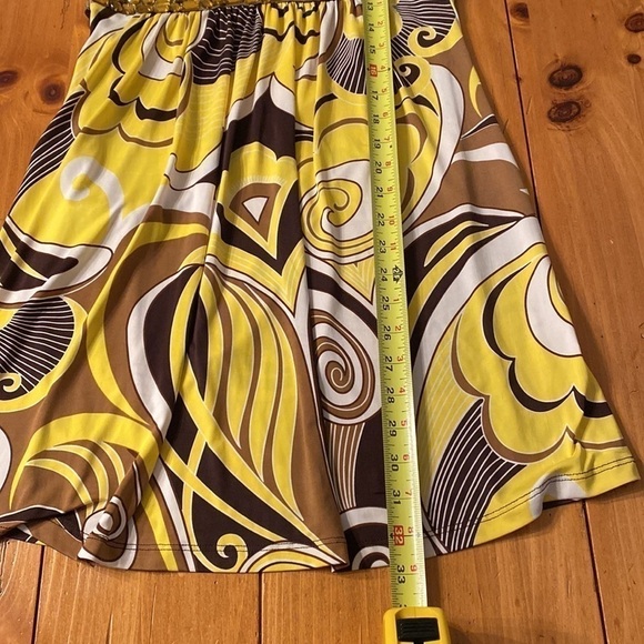 Forever Vintage Y2K Dress Brown and Yellow Print With Gold Gems Size Small - Picture 6 of 7